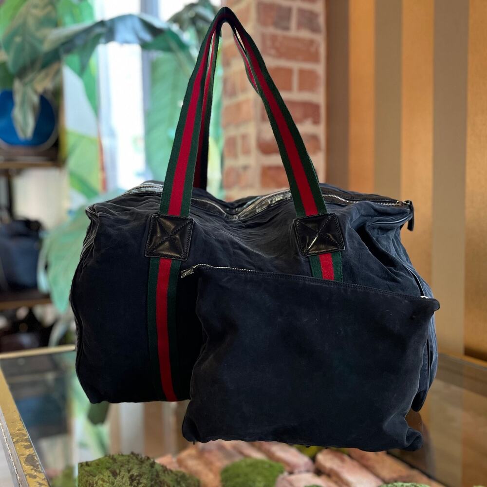 GUCCI Black Suede Duffle Bag
